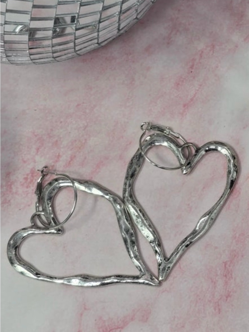 Silver Heart Hoop Earrings - Women Jewelry